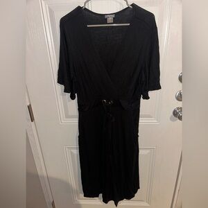 VENUS Black Wrap Dress with pockets